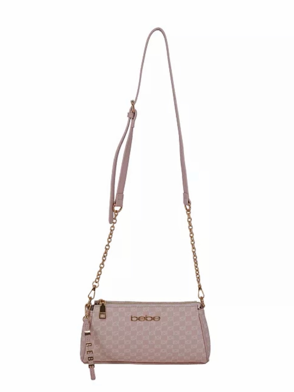 NWT bebe Adela Monogram Baguette Crossbody Bag Powder Pink